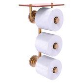 Que New Collection 3-Roll Toilet Paper Holder with Wood Shelf in Brushed Bronze, 8-13/16'' W x 7-13/16'' D x 16'' H