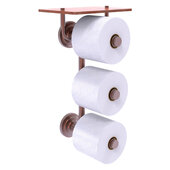  Que New Collection 3-Roll Toilet Paper Holder with Wood Shelf in Antique Copper, 8-13/16'' W x 7-13/16'' D x 16'' H