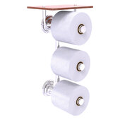  Que New Collection 3-Roll Toilet Paper Holder with Wood Shelf in Polished Chrome, 8-13/16'' W x 7-13/16'' D x 16'' H