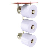  Que New Collection 3-Roll Toilet Paper Holder with Wood Shelf in Polished Nickel, 8-13/16'' W x 7-13/16'' D x 16'' H