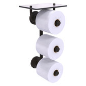  Que New Collection 3-Roll Toilet Paper Holder with Glass Shelf in Oil Rubbed Bronze, 8-13/16'' W x 7-13/16'' D x 16'' H