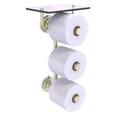 Que New Collection 3-Roll Toilet Paper Holder with Glass Shelf in Polished Nickel, 8-13/16'' W x 7-13/16'' D x 16'' H