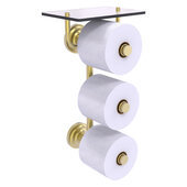  Que New Collection 3-Roll Toilet Paper Holder with Glass Shelf in Satin Brass, 8-13/16'' W x 7-13/16'' D x 16'' H