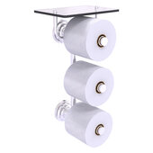  Que New Collection 3-Roll Toilet Paper Holder with Glass Shelf in Satin Chrome, 8-13/16'' W x 7-13/16'' D x 16'' H