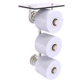  Que New Collection 3-Roll Toilet Paper Holder with Glass Shelf in Satin Nickel, 8-13/16'' W x 7-13/16'' D x 16'' H