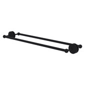  Que New Collection 30'' Back to Back Shower Door Towel Bar in Matte Black, 33'' W x 7-13/16'' D x 3'' H