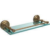  Que New 16 Inch Tempered Glass Shelf with Gallery Rail, Brushed Bronze