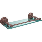  Que New 16 Inch Tempered Glass Shelf with Gallery Rail, Antique Copper