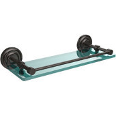  Que New 16 Inch Tempered Glass Shelf with Gallery Rail, Oil Rubbed Bronze