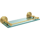  Que New 16 Inch Tempered Glass Shelf with Gallery Rail, Polished Brass
