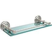  Que New 16 Inch Tempered Glass Shelf with Gallery Rail, Polished Nickel