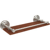  Que New Collection 16 Inch Solid IPE Ironwood Shelf with Gallery Rail, Polished Nickel