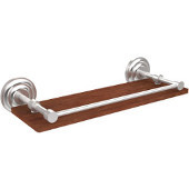  Que New Collection 16 Inch Solid IPE Ironwood Shelf with Gallery Rail, Satin Chrome
