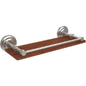  Que New Collection 16 Inch Solid IPE Ironwood Shelf with Gallery Rail, Satin Nickel
