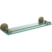  Que New 22 Inch Tempered Glass Shelf with Gallery Rail, Antique Brass