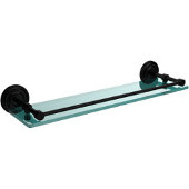  Que New 22 Inch Tempered Glass Shelf with Gallery Rail, Matte Black