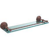  Que New 22 Inch Tempered Glass Shelf with Gallery Rail, Antique Copper