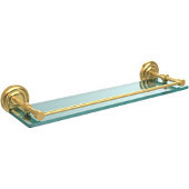  Que New 22 Inch Tempered Glass Shelf with Gallery Rail, Unlacquered Brass