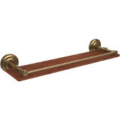  Que New Collection 22 Inch Solid IPE Ironwood Shelf with Gallery Rail, Brushed Bronze