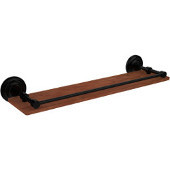  Que New Collection 22 Inch Solid IPE Ironwood Shelf with Gallery Rail, Matte Black