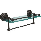  16 Inch Gallery Glass Shelf with Towel Bar, Oil Rubbed Bronze