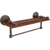  Que New Collection 16 Inch IPE Ironwood Shelf with Gallery Rail and Towel Bar, Venetian Bronze