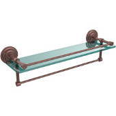  22 Inch Gallery Glass Shelf with Towel Bar, Antique Copper