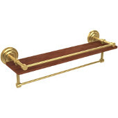  Que New Collection 22 Inch IPE Ironwood Shelf with Gallery Rail and Towel Bar, Polished Brass