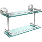  Que New 16 Inch Double Glass Shelf with Gallery Rail, Satin Chrome