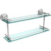  Que New 22 Inch Double Glass Shelf with Gallery Rail, Polished Chrome