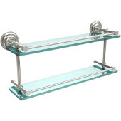  Que New 22 Inch Double Glass Shelf with Gallery Rail, Polished Nickel