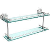  Que New 22 Inch Double Glass Shelf with Gallery Rail, Satin Chrome