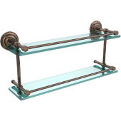  Que New 22 Inch Double Glass Shelf with Gallery Rail, Venetian Bronze