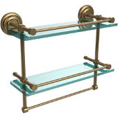  16 Inch Gallery Double Glass Shelf with Towel Bar, Brushed Bronze