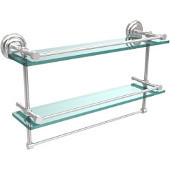  22 Inch Gallery Double Glass Shelf with Towel Bar, Polished Chrome