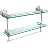  22 Inch Gallery Double Glass Shelf with Towel Bar, Satin Chrome