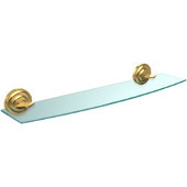  Que New Collection 24 Inch Glass Shelf, Unlacquered Brass