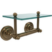  Que New Collection Two Post Toilet Tissue Holder with Glass Shelf, Brushed Bronze