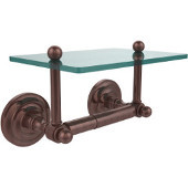  Que New Collection Two Post Toilet Tissue Holder with Glass Shelf, Antique Copper