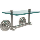  Que New Collection Two Post Toilet Tissue Holder with Glass Shelf, Polished Nickel