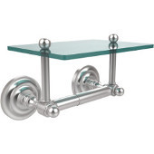  Que New Collection Two Post Toilet Tissue Holder with Glass Shelf, Satin Chrome
