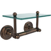  Que New Collection Two Post Toilet Tissue Holder with Glass Shelf, Venetian Bronze