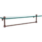  22 Inch Glass Vanity Shelf with Integrated Towel Bar, Antique Copper