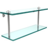  16 Inch Two Tiered Glass Shelf, Satin Chrome