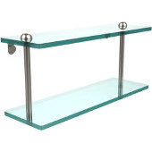  16 Inch Two Tiered Glass Shelf, Satin Nickel