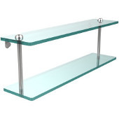  22 Inch Two Tiered Glass Shelf, Satin Chrome