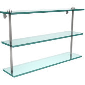 22 Inch Triple Tiered Glass Shelf, Polished Chrome
