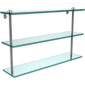  22 Inch Triple Tiered Glass Shelf, Satin Nickel