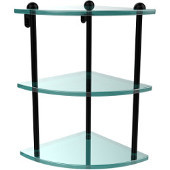  Three Tier Corner Glass Shelf, Matte Black