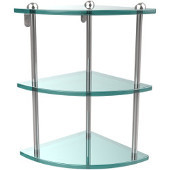  Three Tier Corner Glass Shelf, Polished Chrome